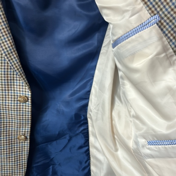 Tommy Hilfiger blue/brown checked blazer. size 42 S Linen Blend in Ex. Co… - Picture 6 of 8